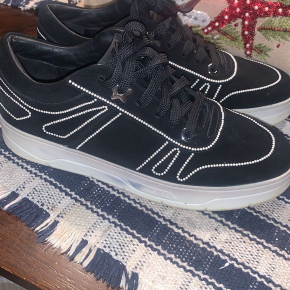 Jimmy Choo Hawaii Black Suede Pearl sneakers sz 40 1/2 fits a size 10 - Picture 5 of 12